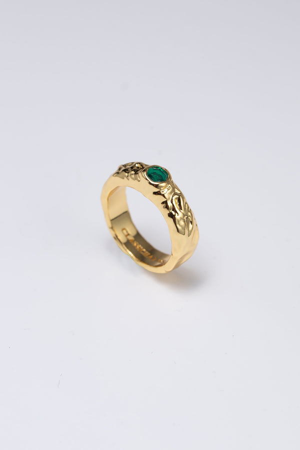 Sylvie Gold Molten Emerald Stackable Ring