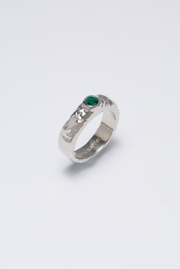 Sylvie Silver Molten Emerald Stackable Ring