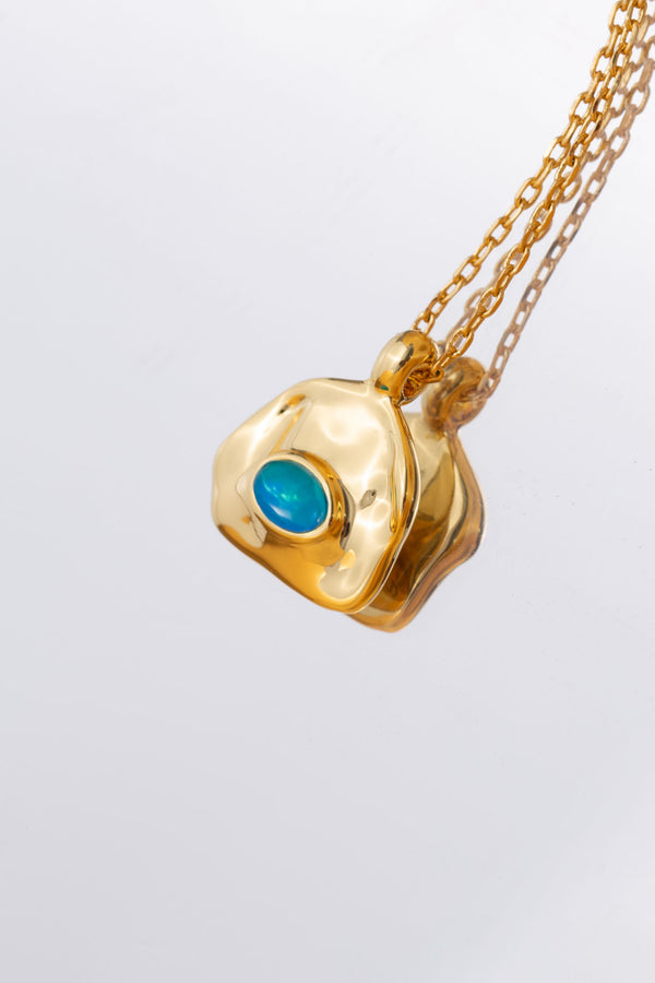 Aria Gold Gemstone Pendant Necklace Layer Set-Sky Blue