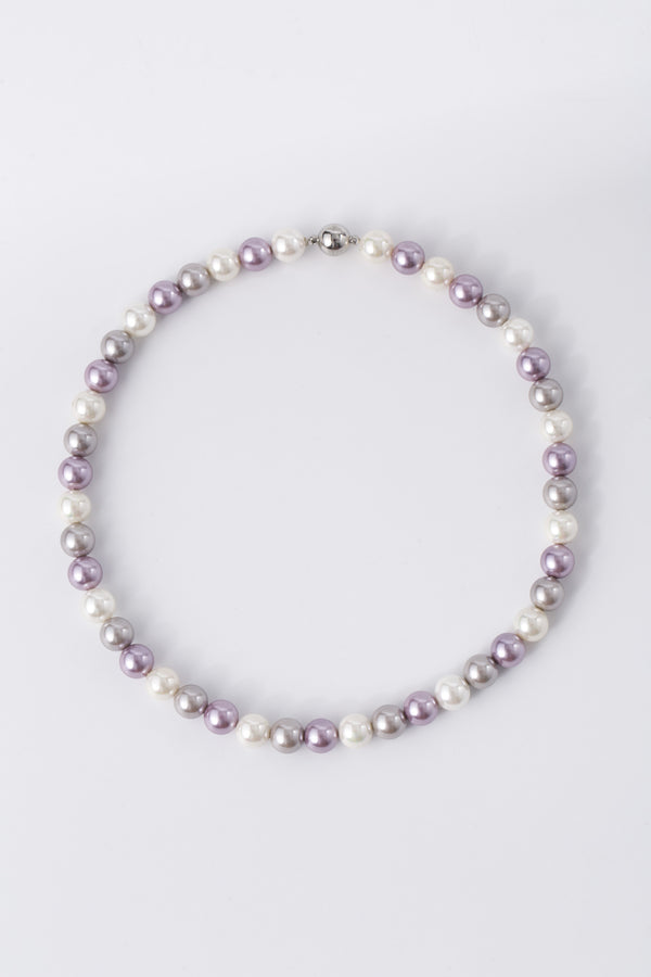 Lydia Purple Shell Pearl Strand Choker Necklace