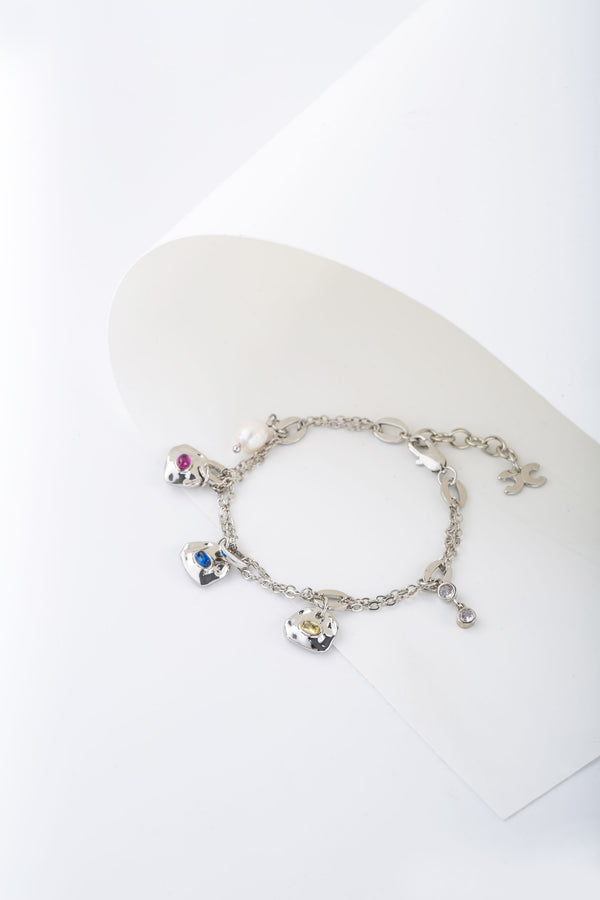 Iris Silver Gemstone Charm Bracelet