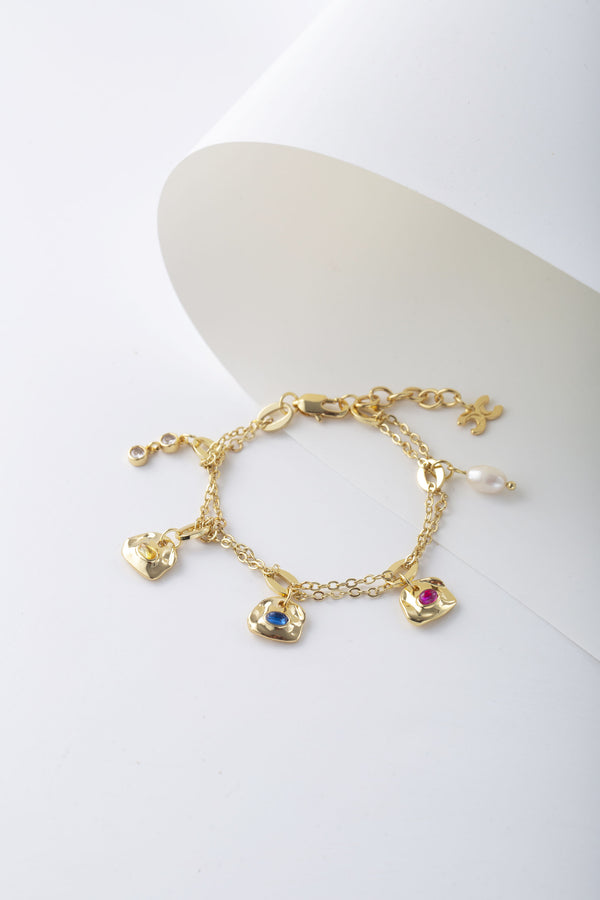 Iris Gold Gemstone Charm Bracelet