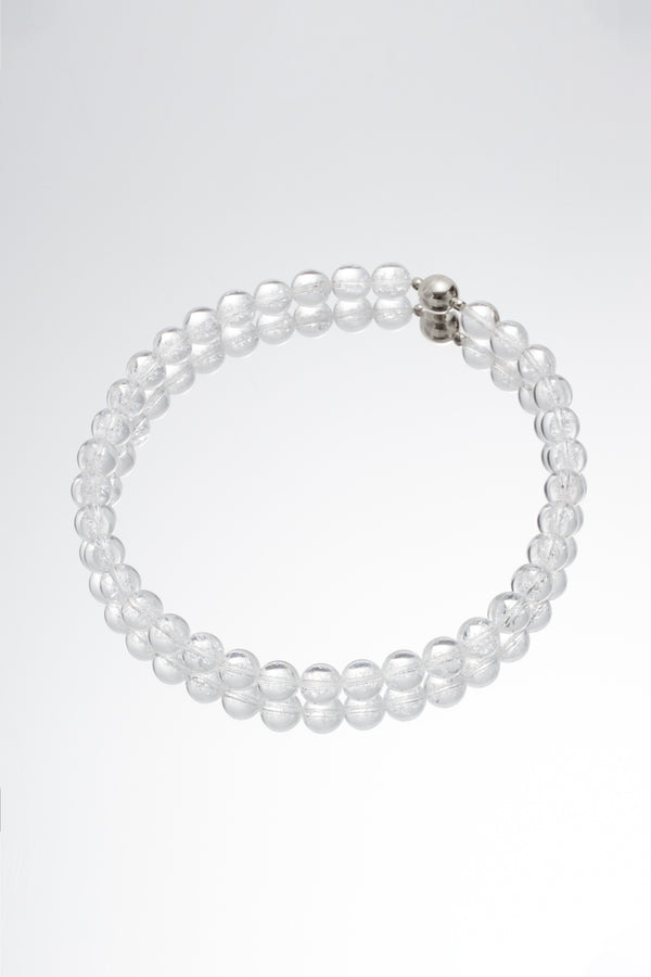 Frostnova Azeztulite Clear Phantom Crystal Sphere Necklace-Silver 12mm