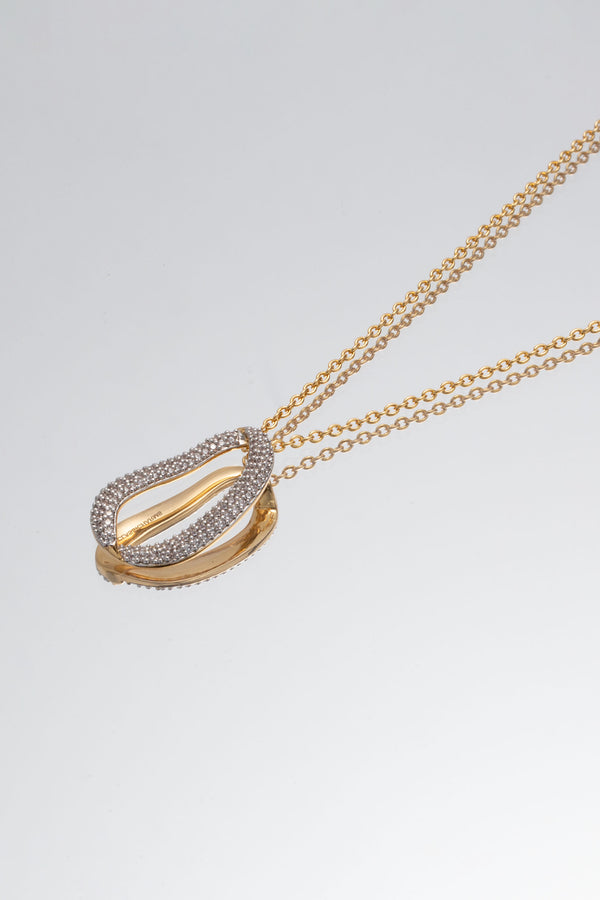 Infinity Gold Pavé Diamond Irregular Hoop Pendant Necklace