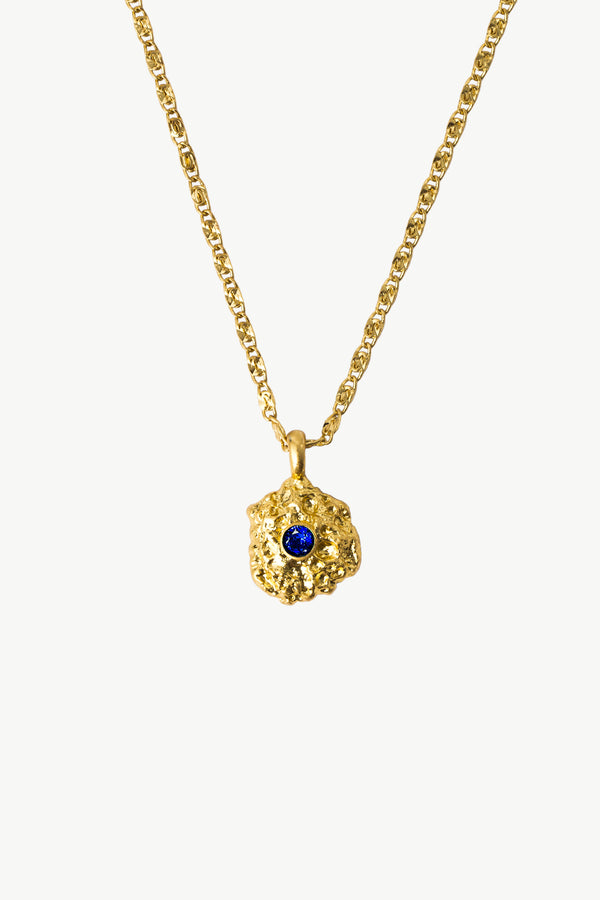 Shayla Gold Molten Royal Blue Zirconia Pendant Necklace