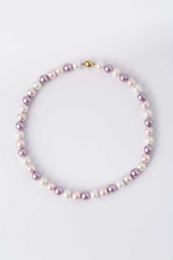 Lydia Purple Shell Pearl Strand Choker Necklace-Gold