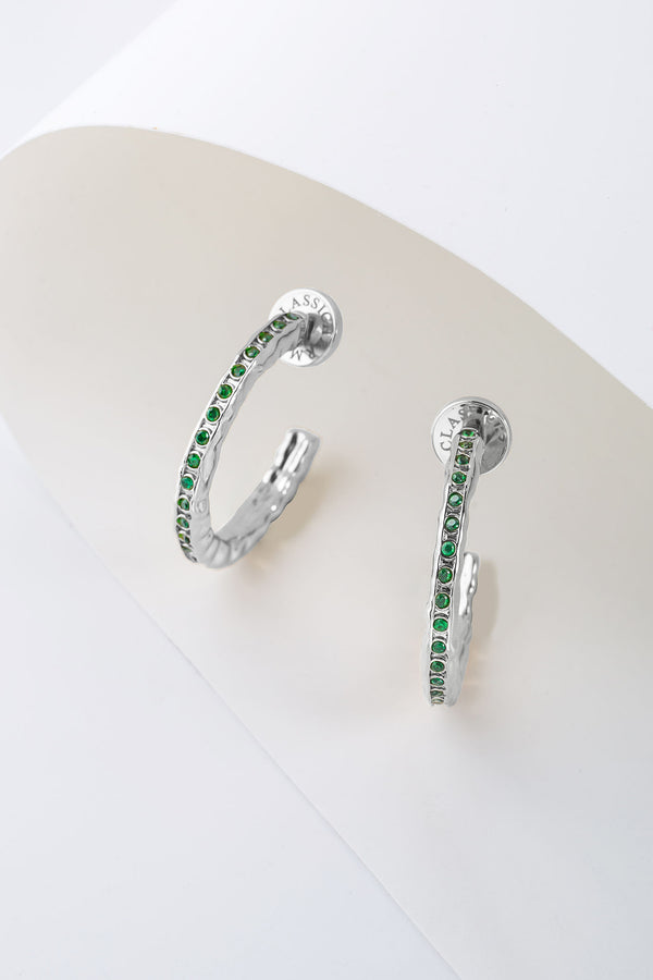 Stella Silver Molten Emerald Zirconia Hoop Earrings