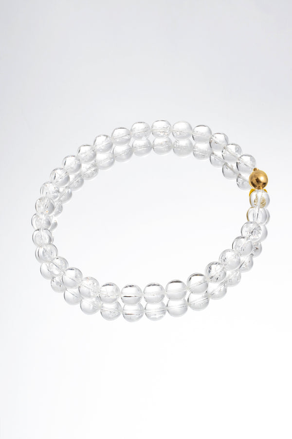 Frostnova Azeztulite Clear Phantom Large Crystal Sphere Necklace-Gold 14mm