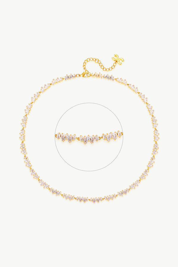 Gold T Shape Zirconia Tennis Choker Necklace