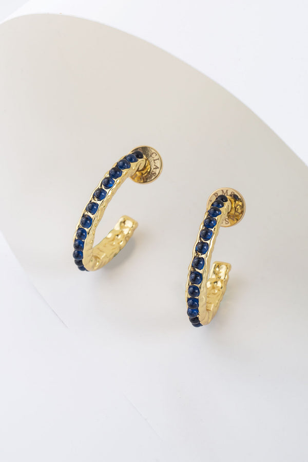 Serena Gold Blue Sapphire Gemstone Hoop Earrings