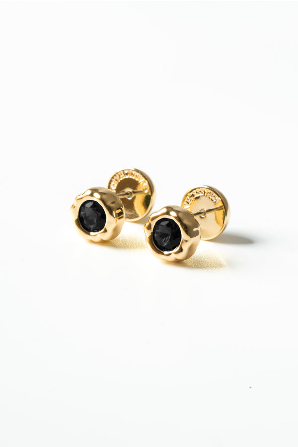 Skyler Gold Molten Onyx Stud Earrings