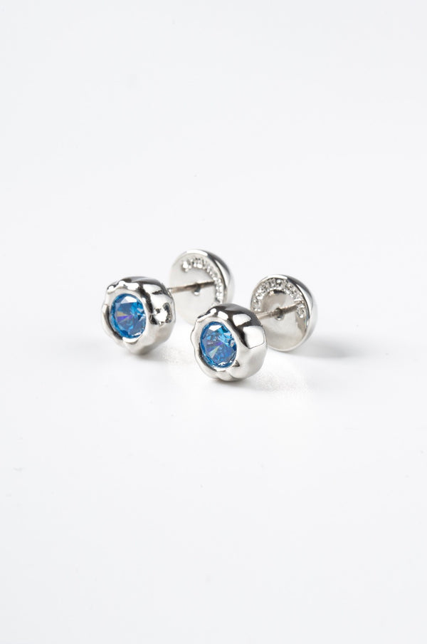 Skyler Silver Molten Sky Blue Stud Earrings