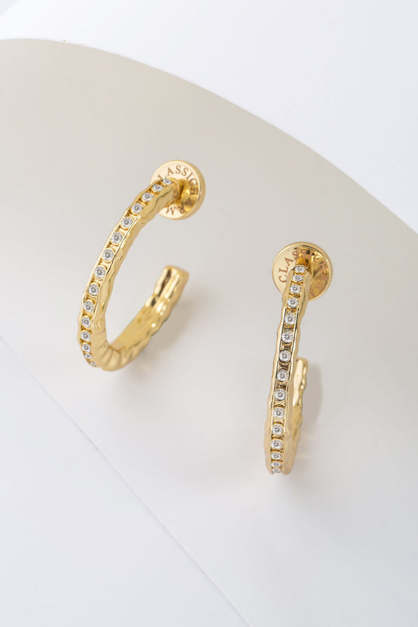 Stella Gold Molten Clear Zirconia Hoop Earrings