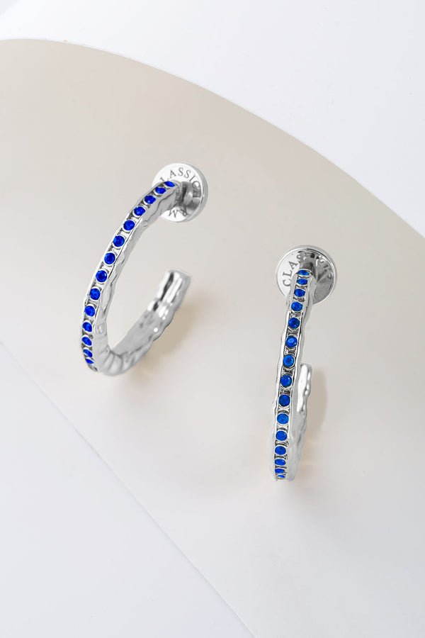 Stella Silver Molten Blue Sapphire Zirconia Hoop Earrings