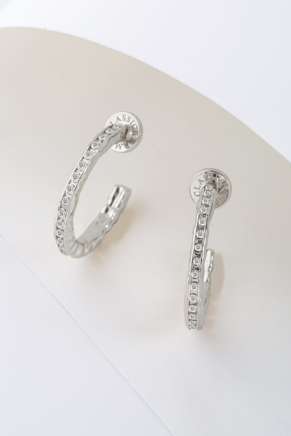 Stella Silver Molten Clear Zirconia Hoop Earrings