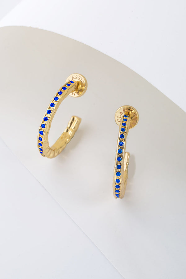 Stella Gold Molten Blue Sapphire Zirconia Hoop Earrings