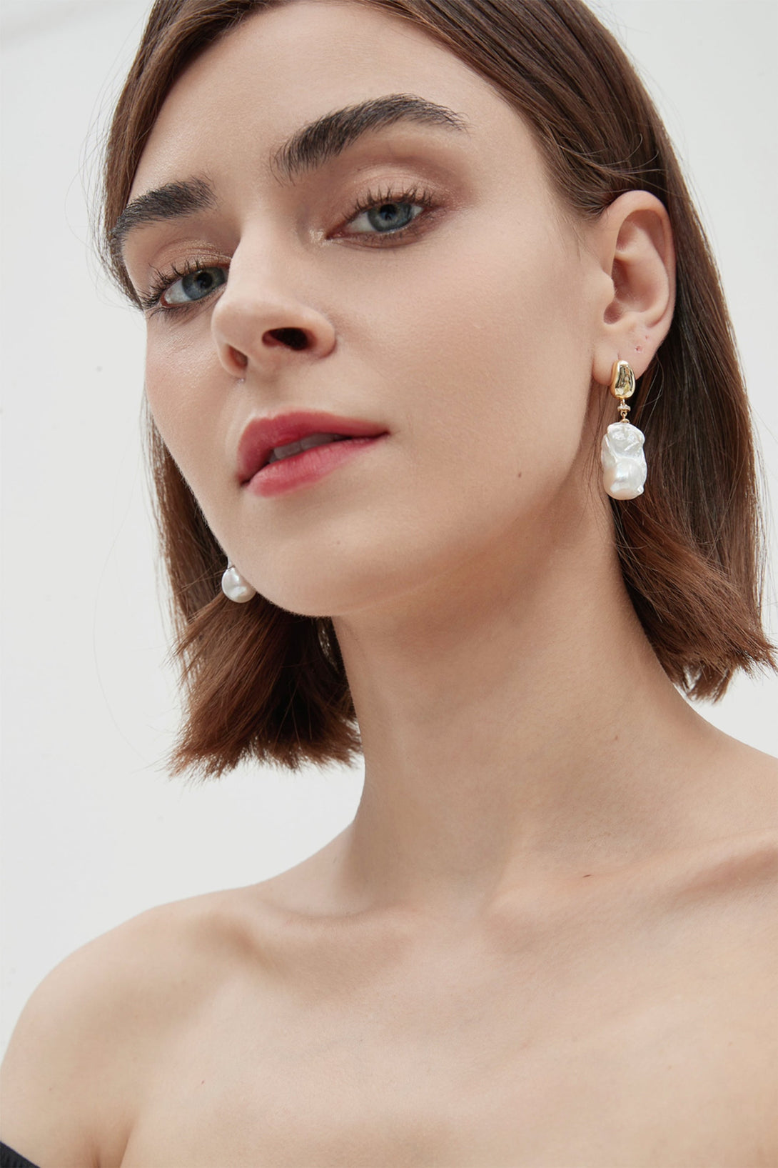Doris Gold Vermeil Large Natural Baroque Pearl Drop Earrings - Classicharms