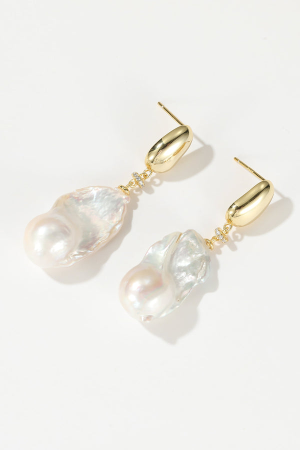 Classicharms Doris Gold Vermeil Large Natural Baroque Pearl Drop Earrings