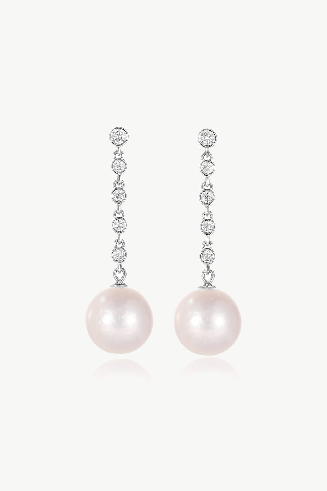 Electra Sterling Silver Diamond Rivière Pearl Drop Earrings - Classicharms