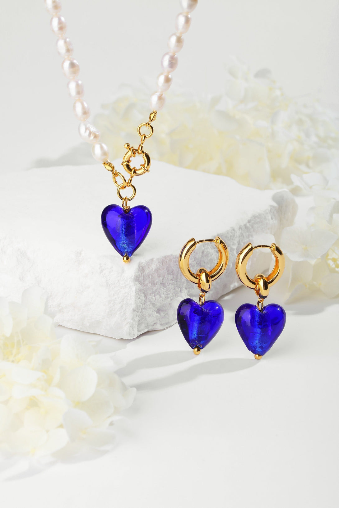 Esmée Blue Glaze Heart Dangle Earrings - Classicharms