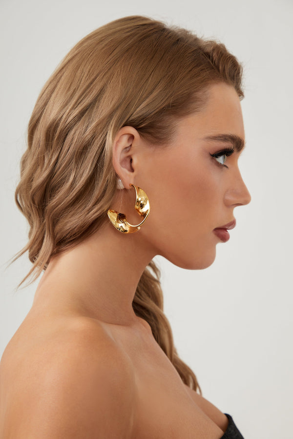 Classicharms Gold Chunky Wave Hoop Earrings