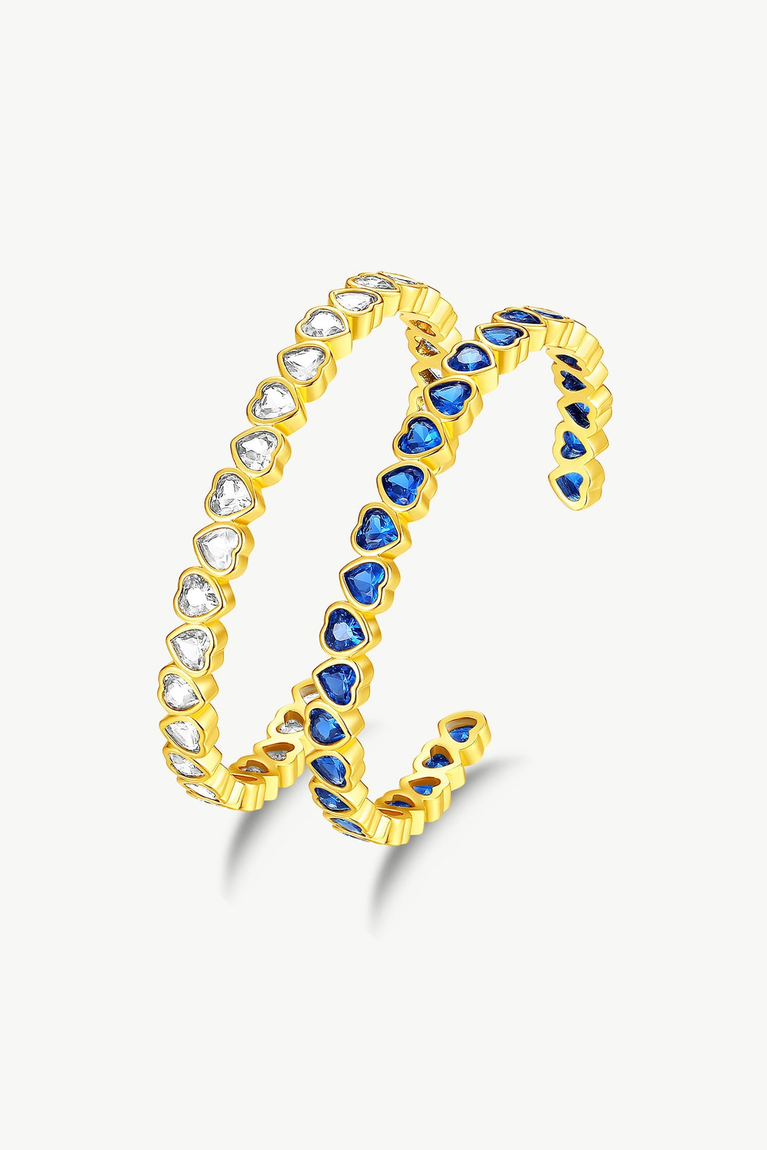 Gold Heart Shaped Zirconia Bangle Bracelet Set - Classicharms