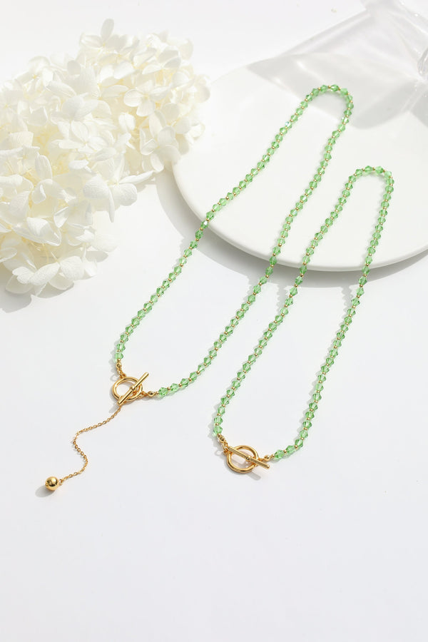 Green Crystal Beaded Necklace (Short) - Classicharms